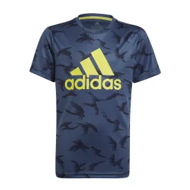 ADIDAS KIDS DESIGNED TO MOVE CAMOUFLAGE TEE ROUND NECK BLUE