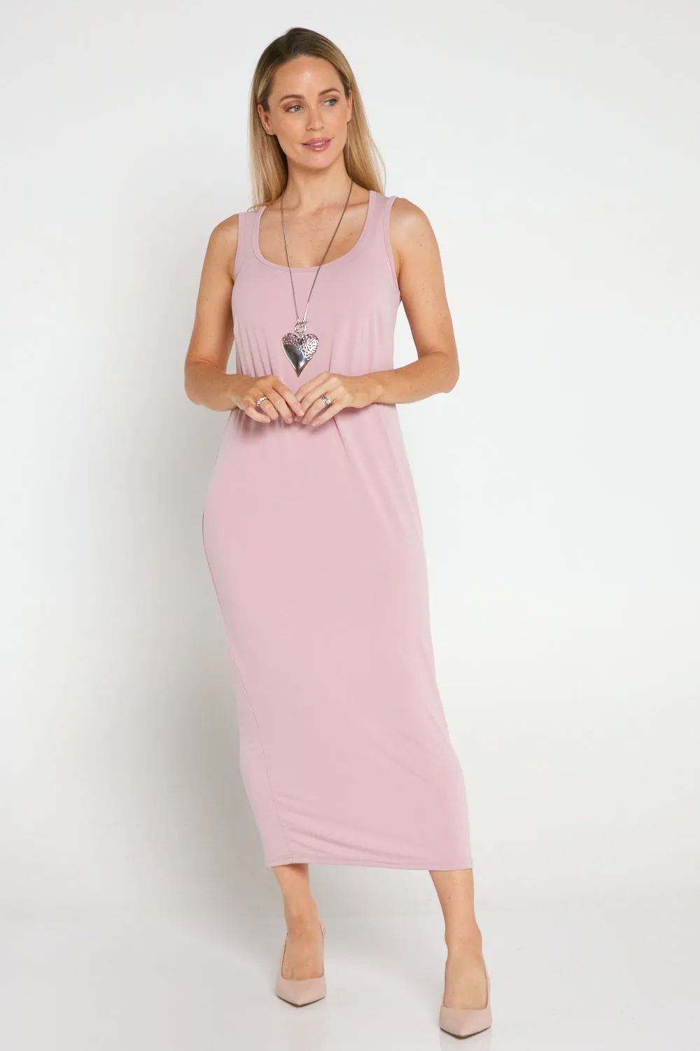 Amy Midi Stretch Slip - Blush