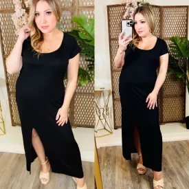 Black Front Slit Dress