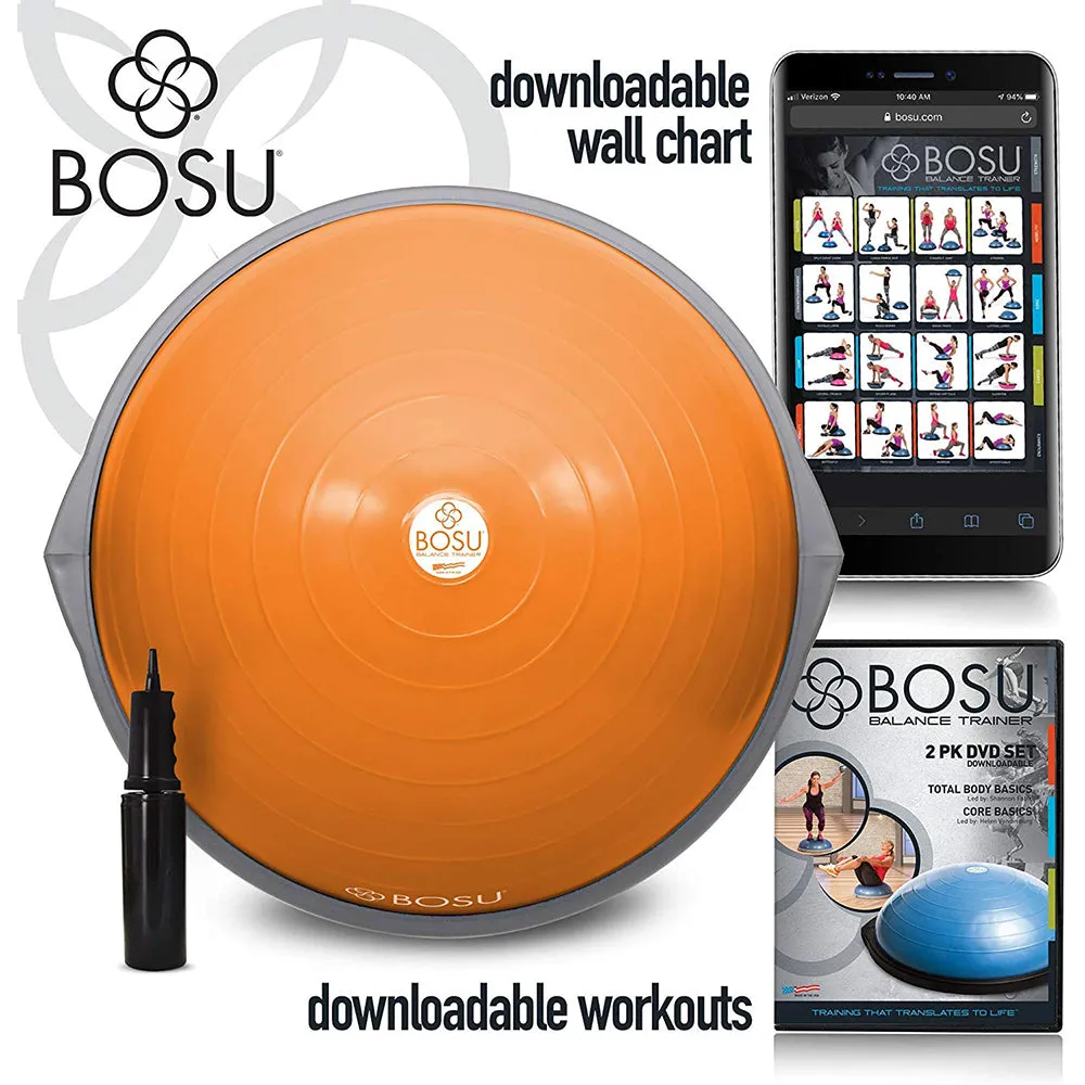 Bosu The Original Balance Trainer 65 cm Diameter Ball, Orange and Gray Open Box