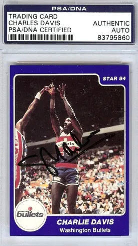 Charles Davis Autographed 1984 Star Card #206 Washington Bullets PSA/DNA #83795860