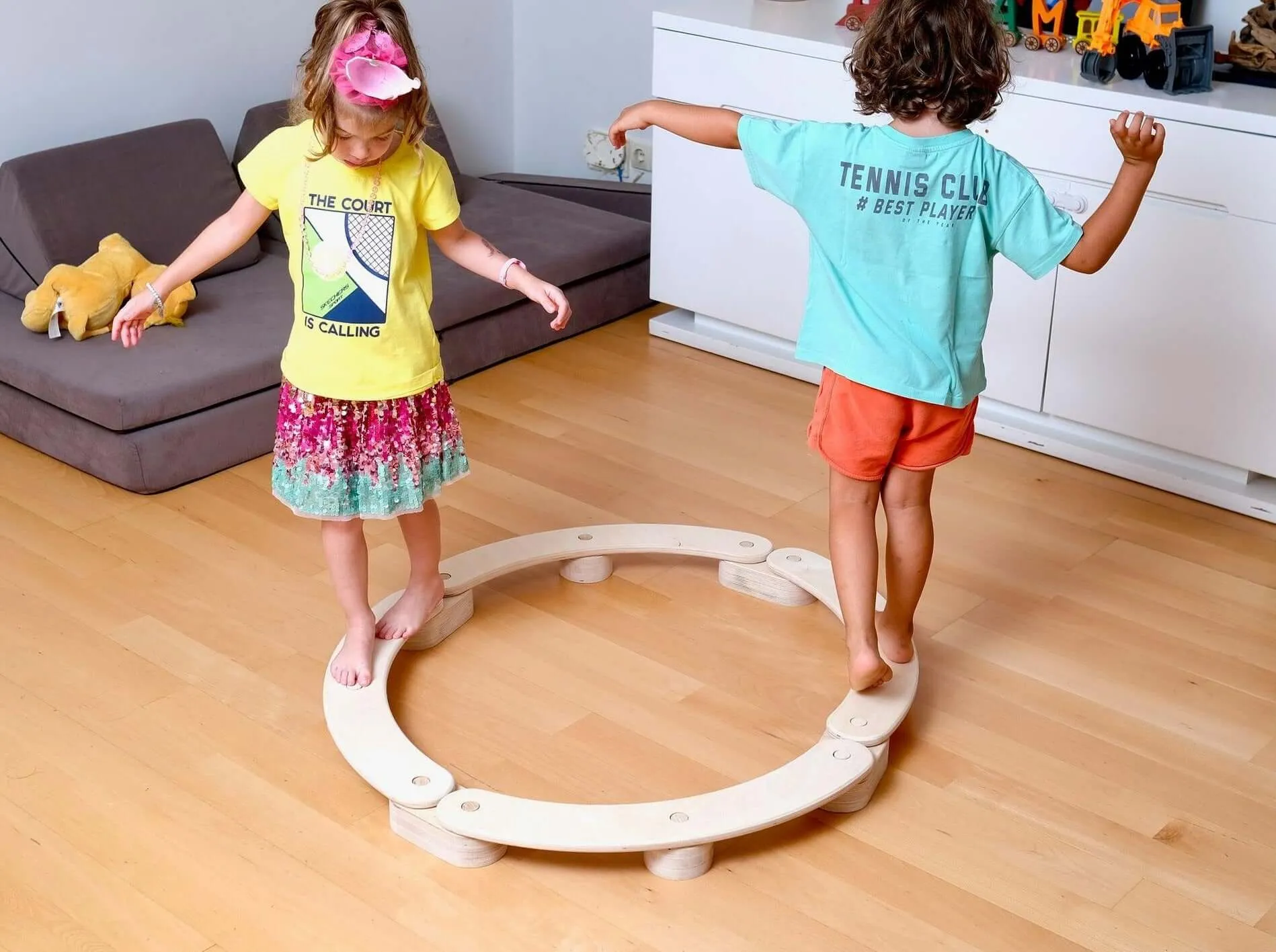 Circular Wooden Balance Beam Set | Montessori Gymnastics Toy for Toddlers