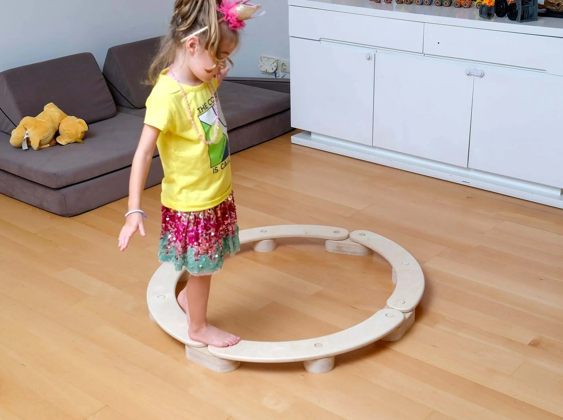 Circular Wooden Balance Beam Set | Montessori Gymnastics Toy for Toddlers