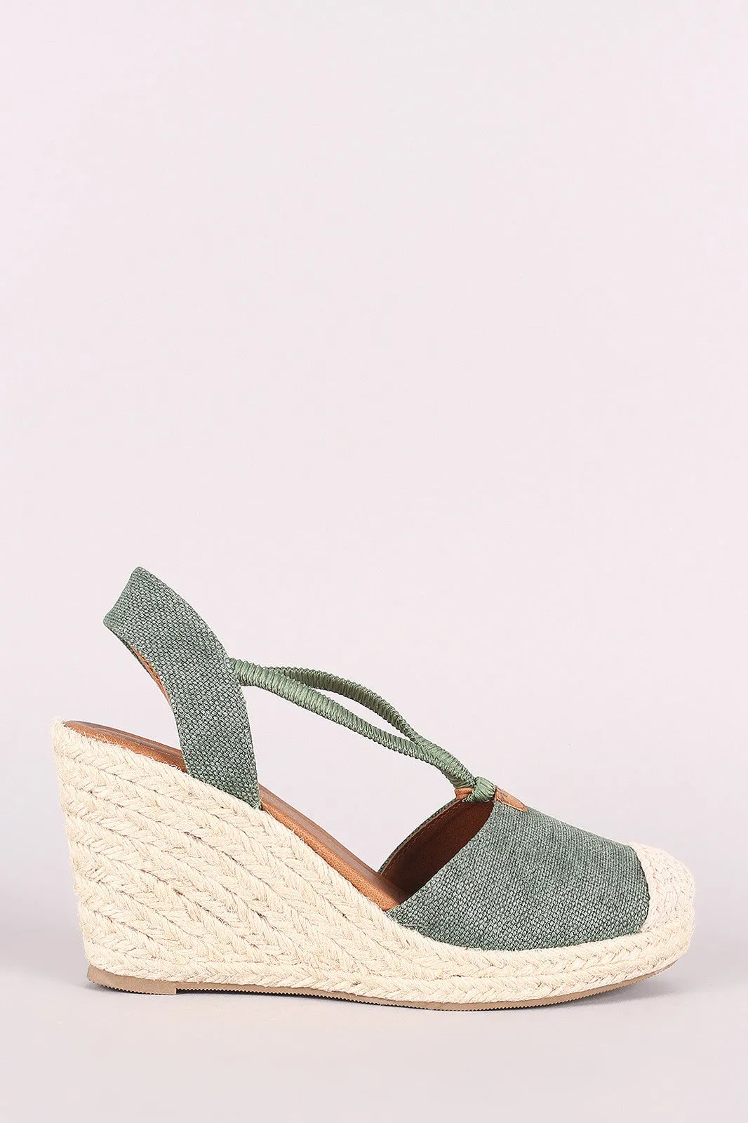 City Classified Canvas Round Toe Espadrille Platform Wedge