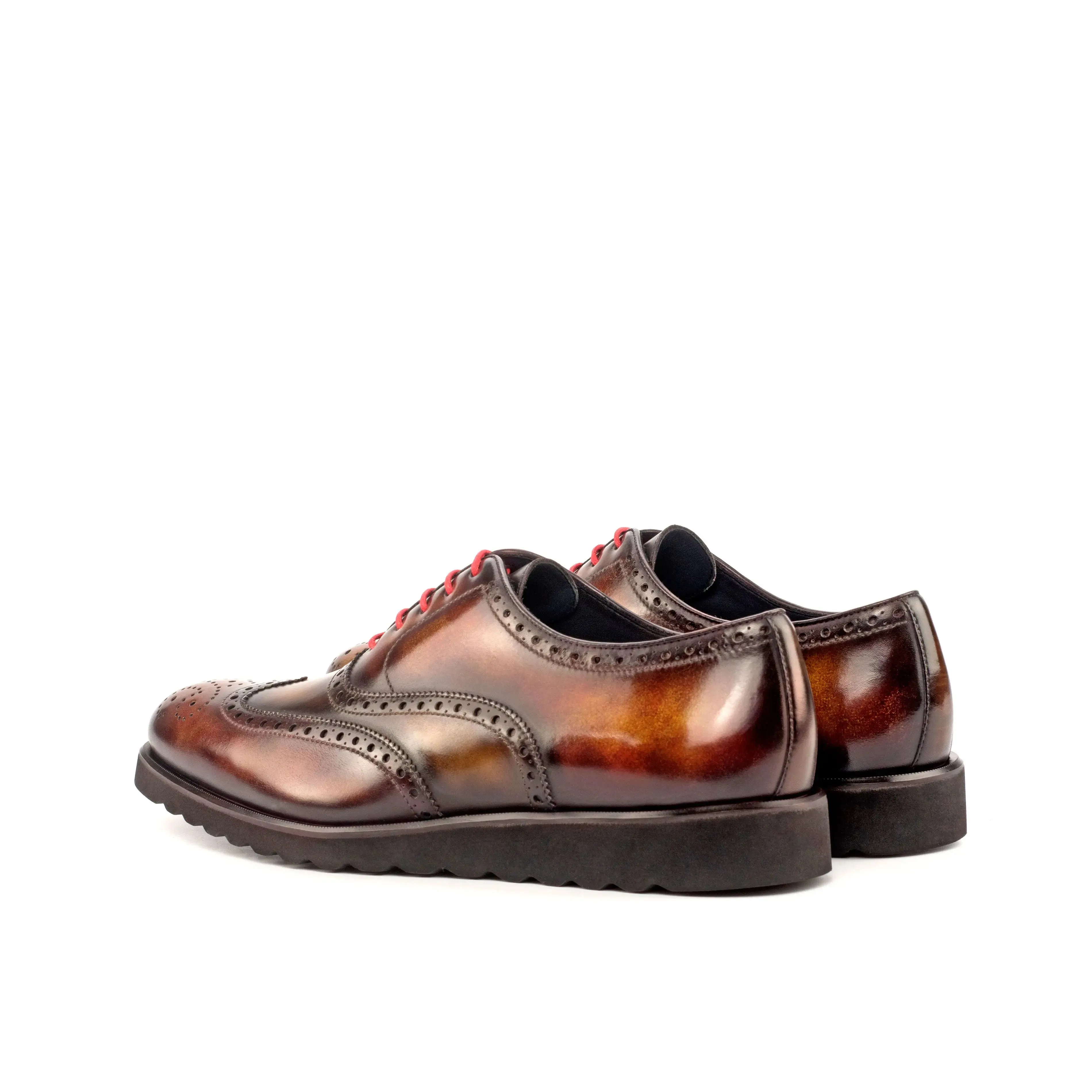 DapperFam Aeron in Brown / Fire / Tobacco Men's Hand-Painted Patina Full Brogue