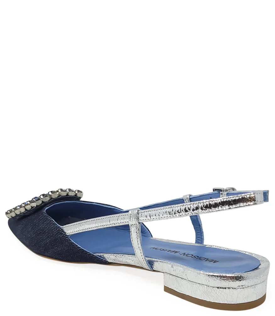 Denim/Silver Sling Back Flat