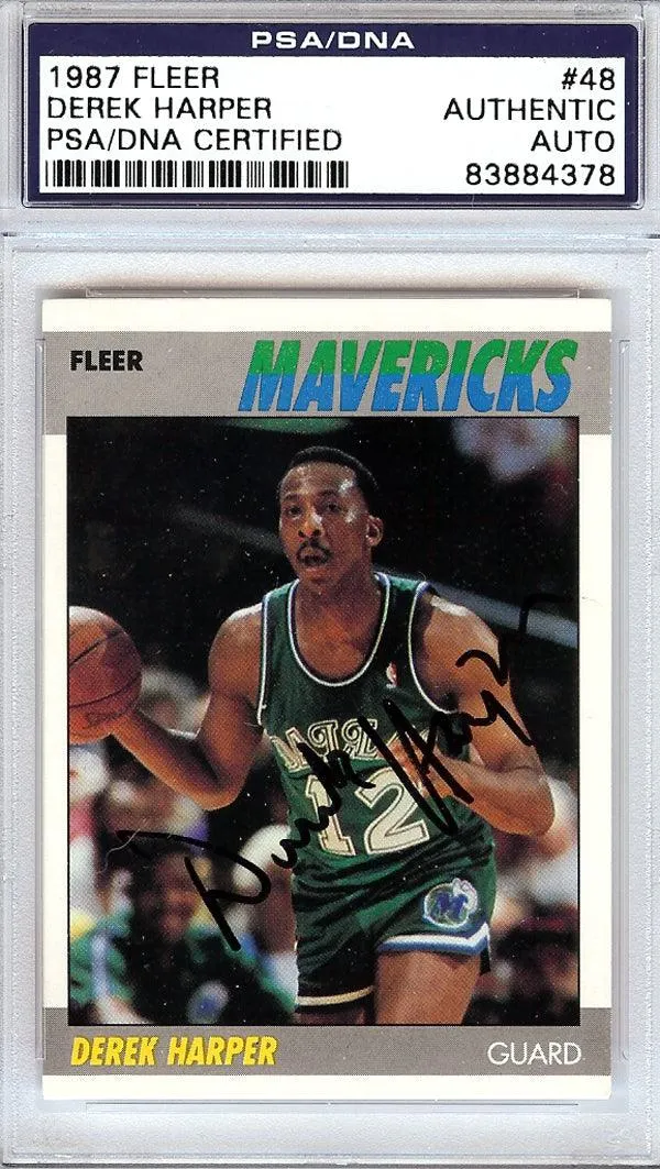 Derek Harper Autographed 1987 Fleer Card #48 Dallas Mavericks PSA/DNA #83884378