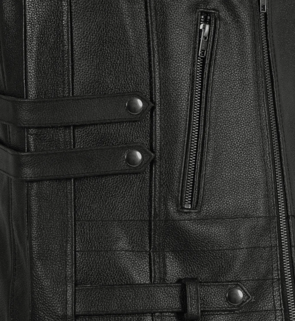 Enigma Black Leather Vest Men