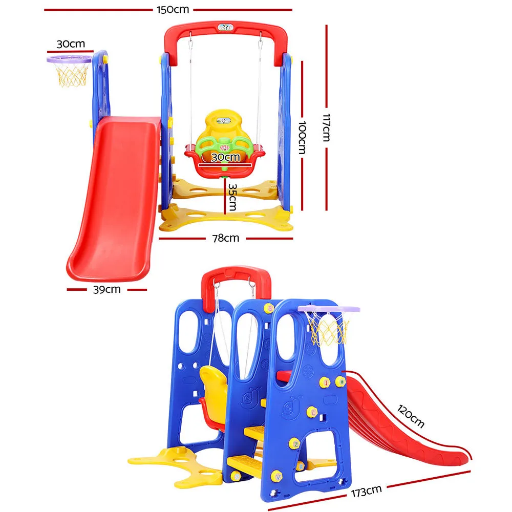 Kids Slide Swing Set Outdoor Indoor Playground Basketball Toddler Play Centre - Multicolour