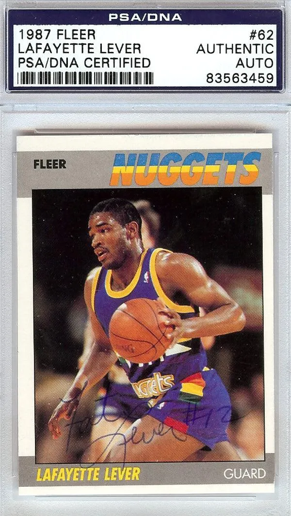 Lafayette Lever Autographed 1987 Fleer Card #62 Denver Nuggets PSA/DNA #83563459