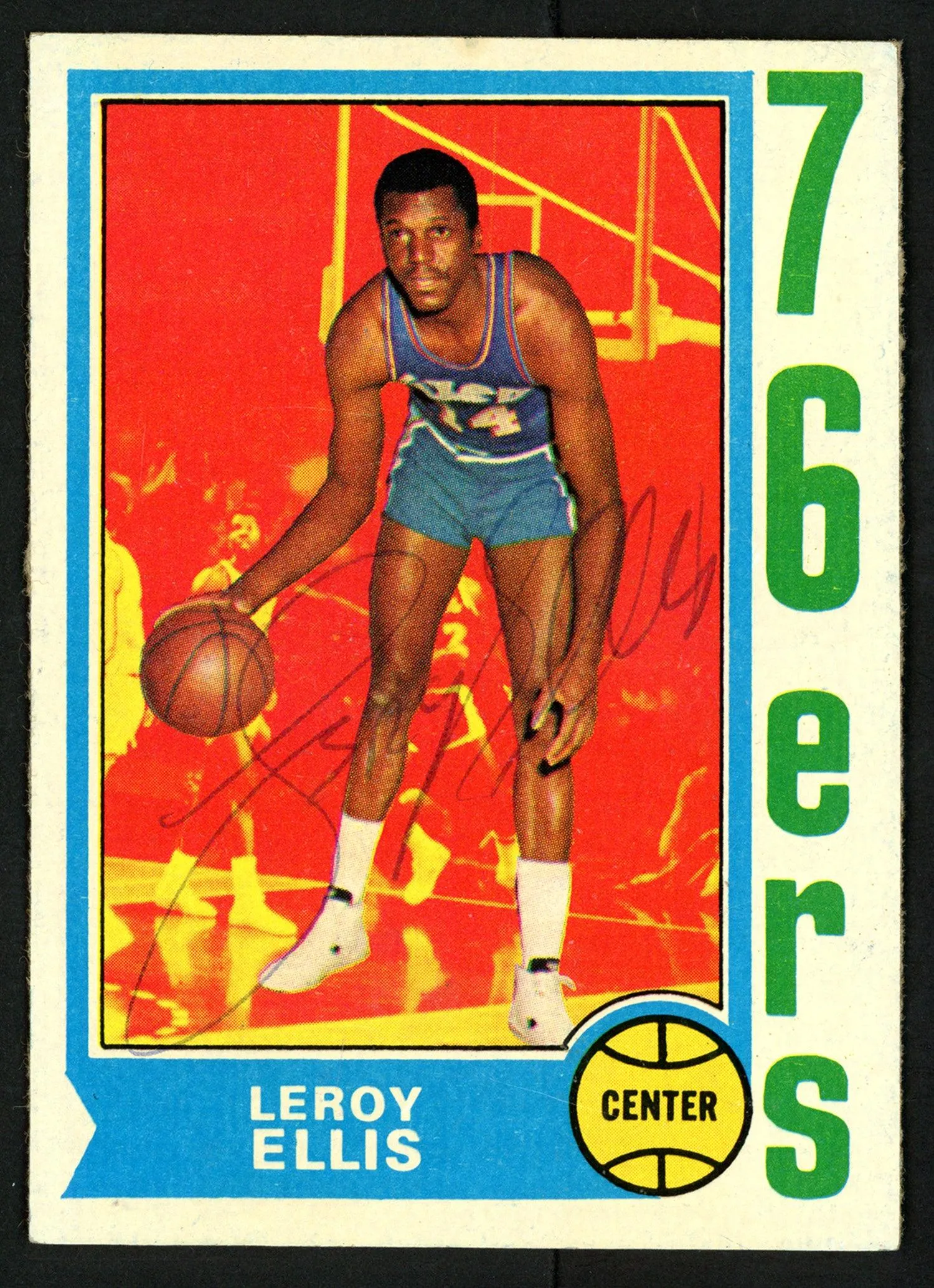 LeRoy Ellis Autographed 1974-75 Topps Card #111 Philadelphia 76ers SKU #150048