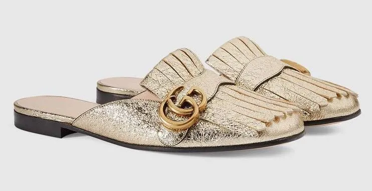 Marmont Metallic Laminate Leather Slipper