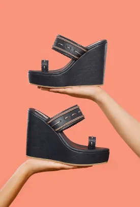 Midnight Blue Kolhapuri Inspired Wedges