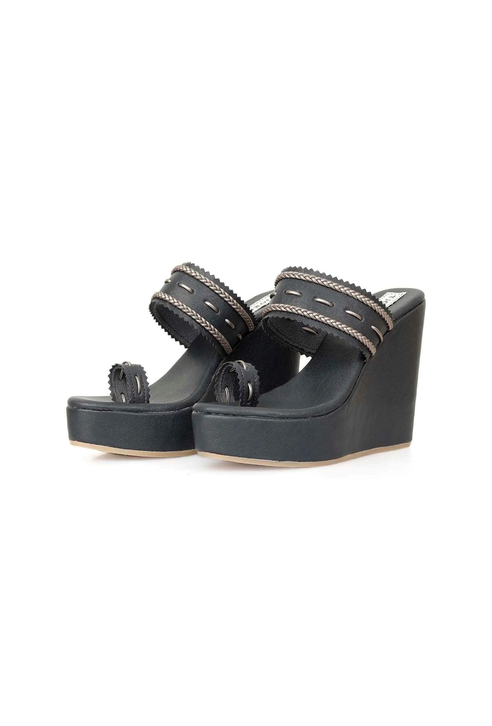 Midnight Blue Kolhapuri Inspired Wedges