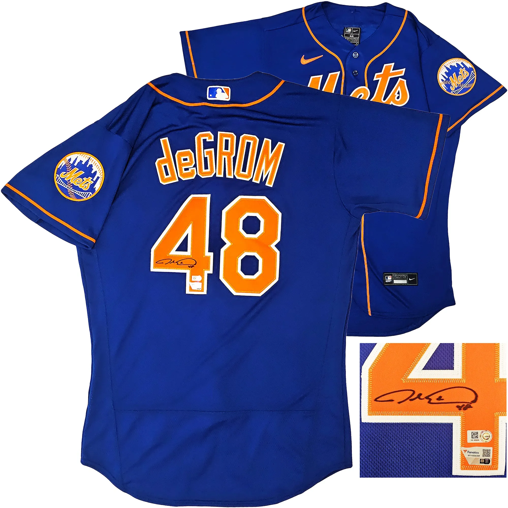 New York Mets Jacob deGrom Autographed Blue Nike Authentic Jersey Size 44 Fanatics Holo Stock #218738