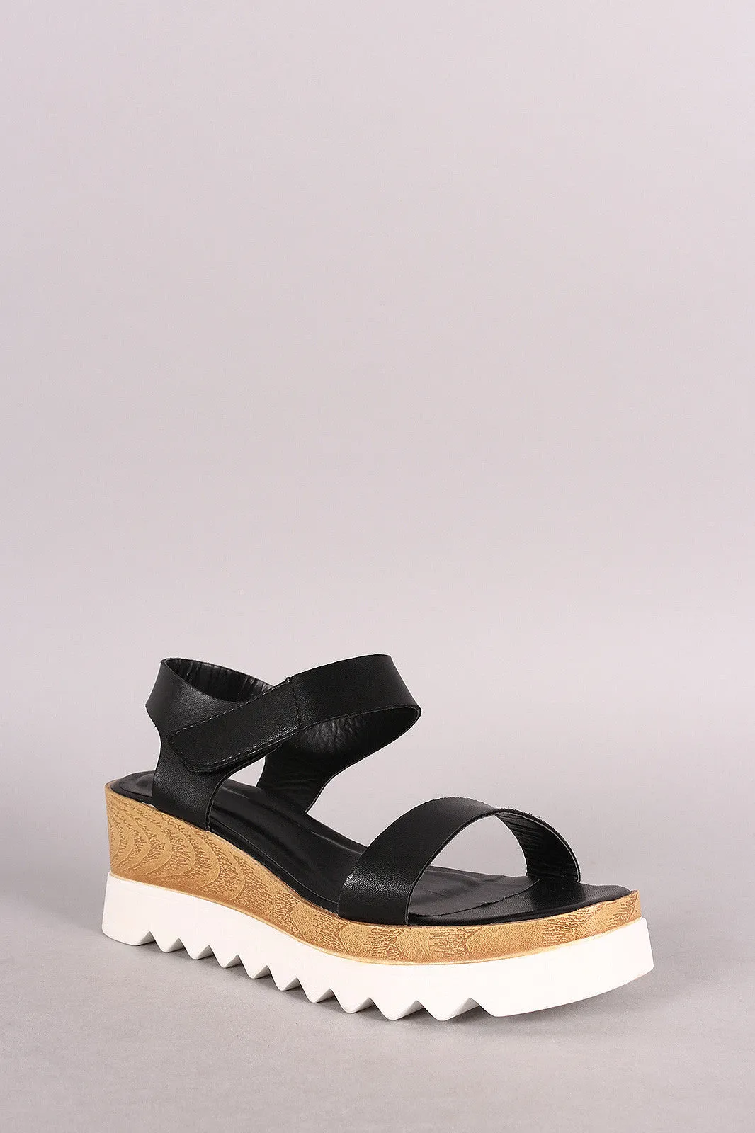 Open Toe Lug Sole Flatform Wedge