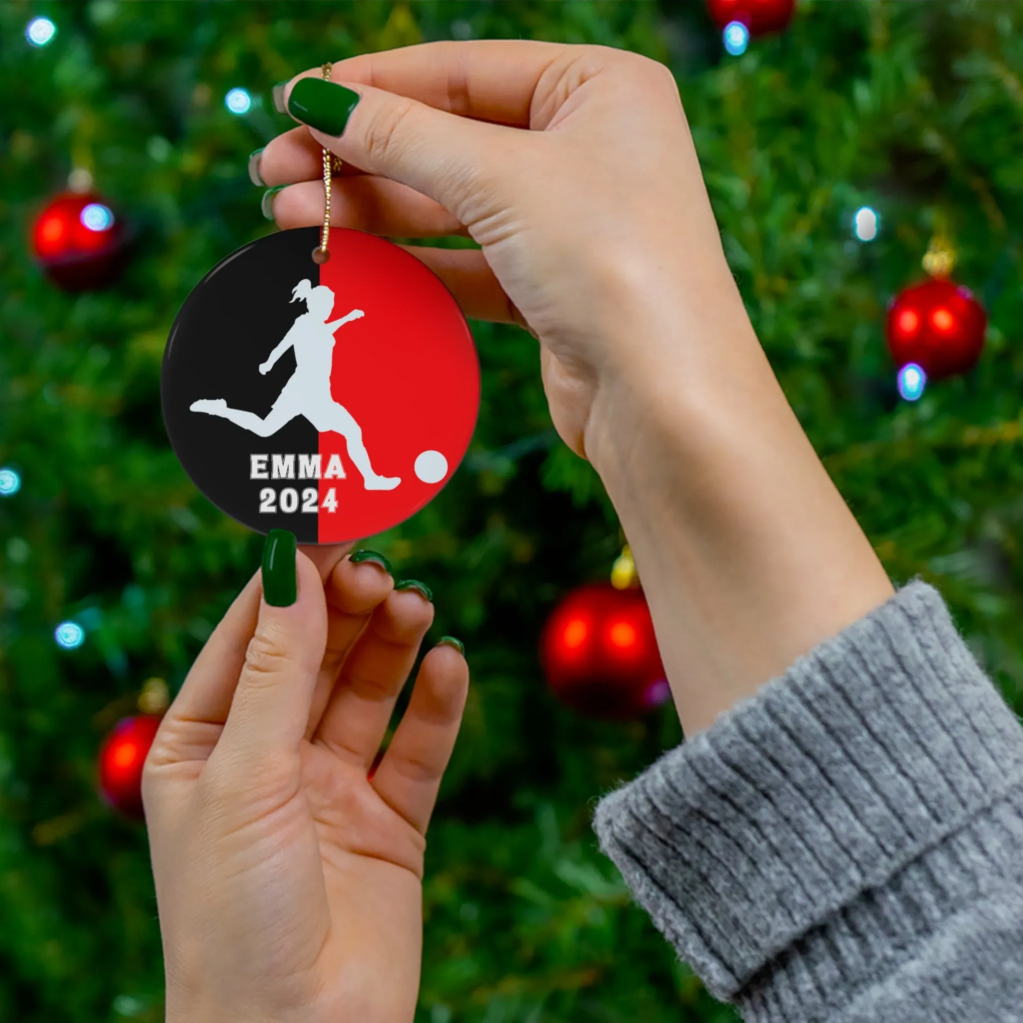 Personalized Girls Soccer Christmas Ornament