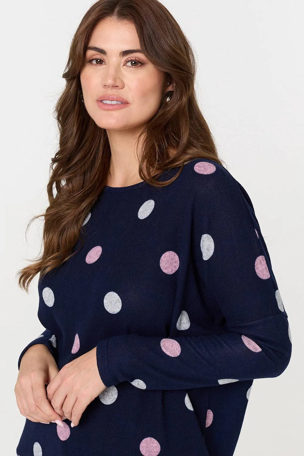 Polka Dot Print Relaxed Sweatshirt