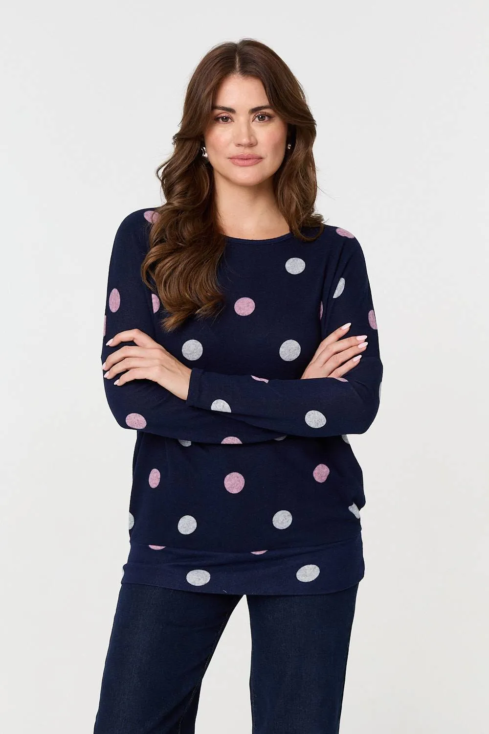 Polka Dot Print Relaxed Sweatshirt