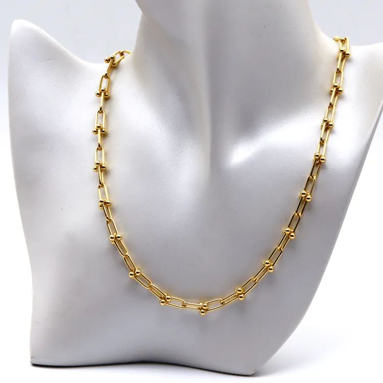 Real Gold GZTF Hardware With Real TF Lock Solid Chain Necklace 0372 (40 C.M) CH1173