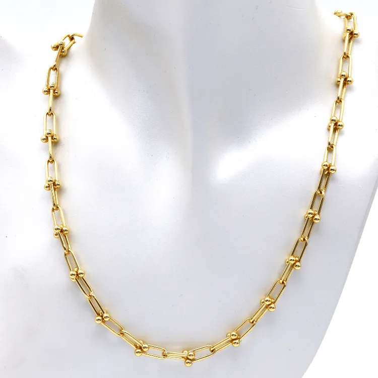 Real Gold GZTF Hardware With Real TF Lock Solid Chain Necklace 0372 (40 C.M) CH1173