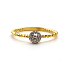 Real Gold Rope Twisted Luxury Stone Ring 0377 (SIZE 8.5) R1973