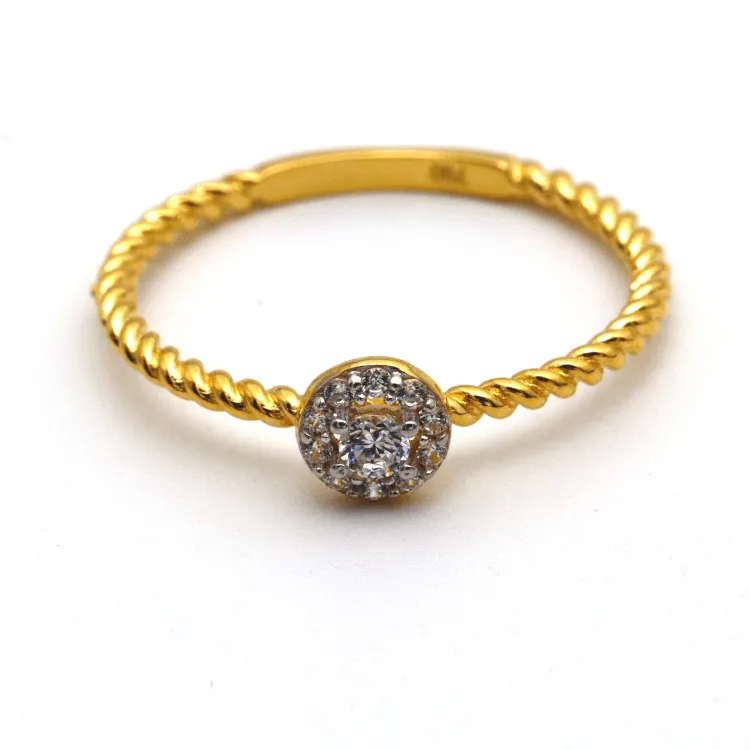 Real Gold Rope Twisted Luxury Stone Ring 0377 (SIZE 8.5) R1973