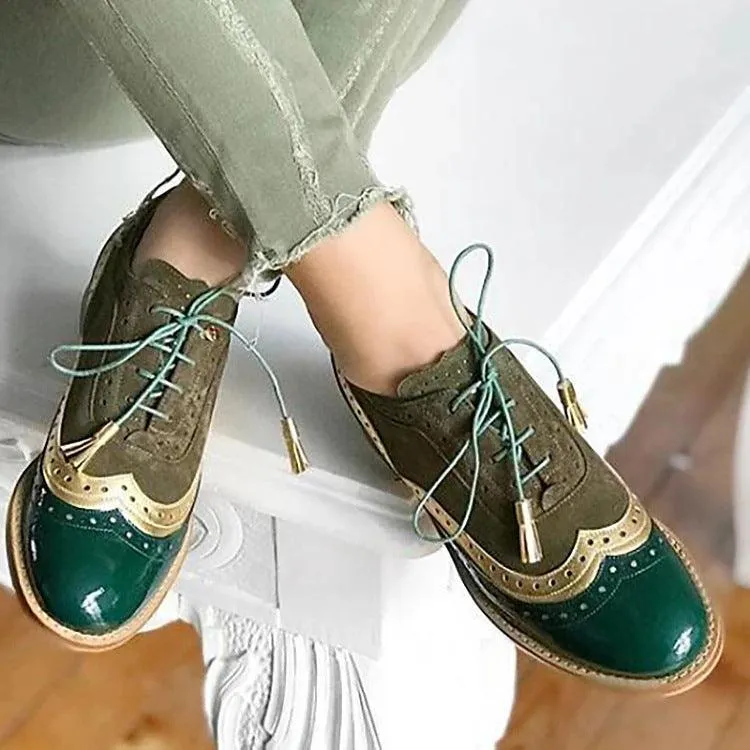 Retro Plus Size Color Matching Casual Flat Shoes