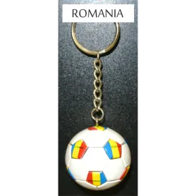 Romania Soccer Ball Metal Key Chain