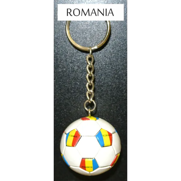 Romania Soccer Ball Metal Key Chain