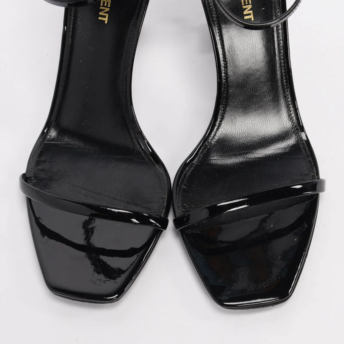 Saint Laurent Black Patent Opyum Sandals 40