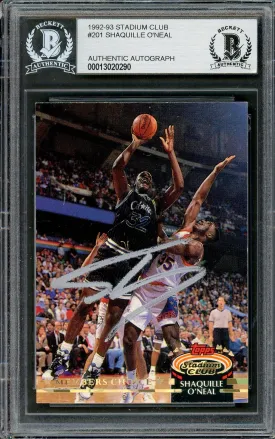 Shaquille Shaq O'Neal Autographed 1992-93 Stadium Club Members Only Rookie Card #201 Orlando Magic Beckett BAS #13020290