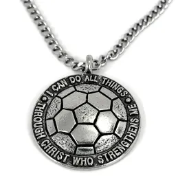 Soccer Necklace Antique Pewter 18 Inch Chain