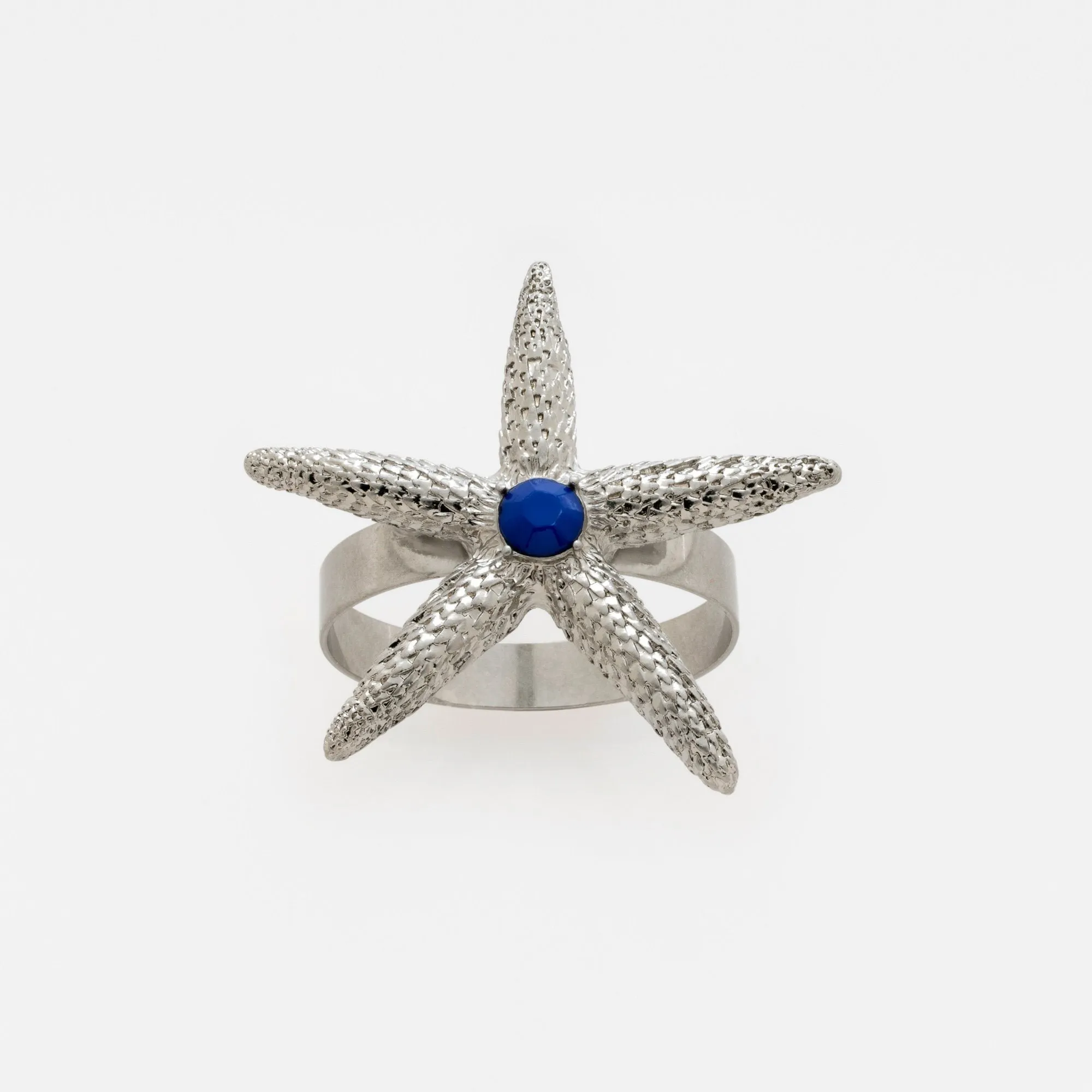 Starfish Skinny Napkin Rings, Silver, Set of 4