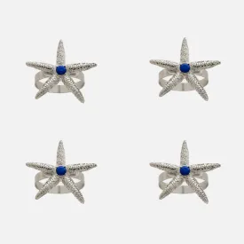 Starfish Skinny Napkin Rings, Silver, Set of 4