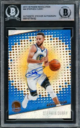 Stephen Curry Autographed 2017-18 Panini Revolution Card #44 Golden State Warriors Beckett BAS #15779182