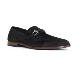 Suede Loafer with Metal Bit - Black