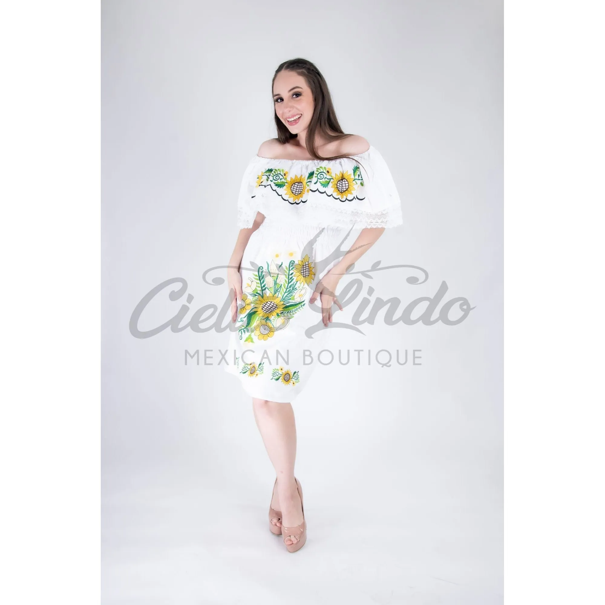 Sunflower Off the Shoulder Dress White