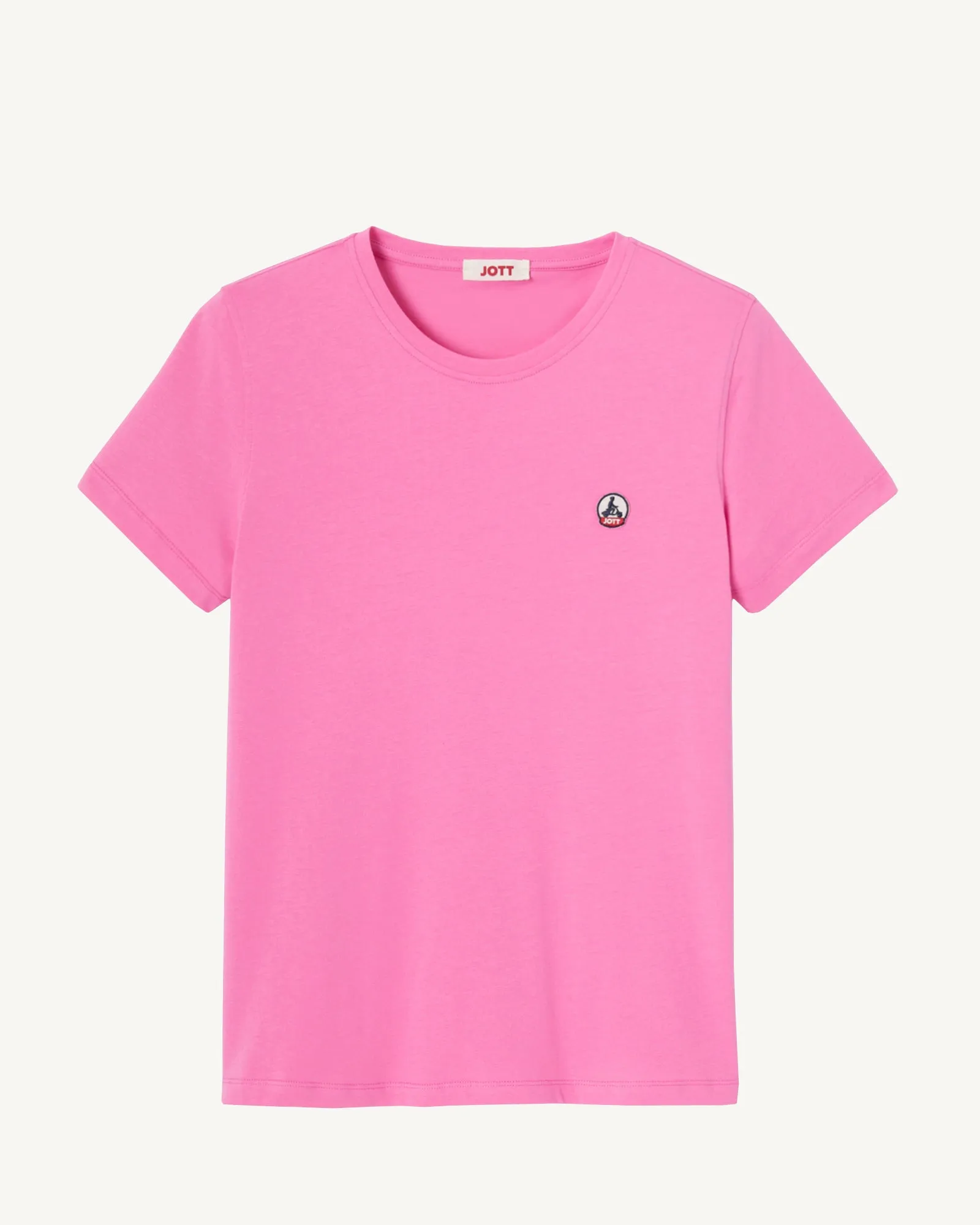 T-shirt à col rond femme en coton biologique Rose intense Rosas