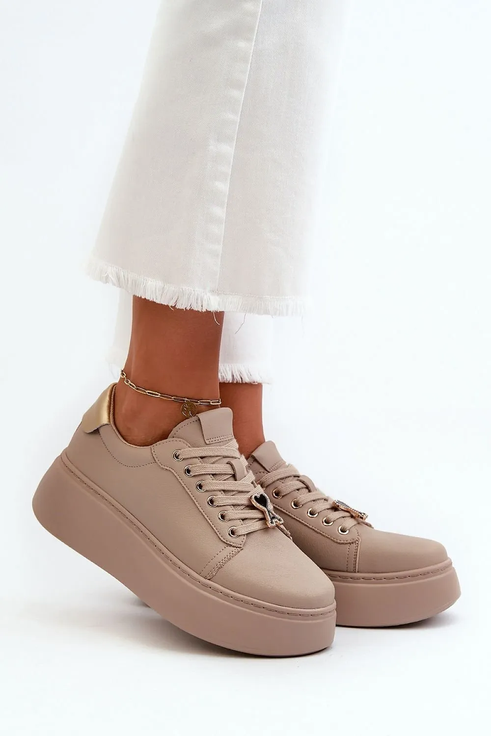 TEEK - Beige Love Tower Platform Sneakers