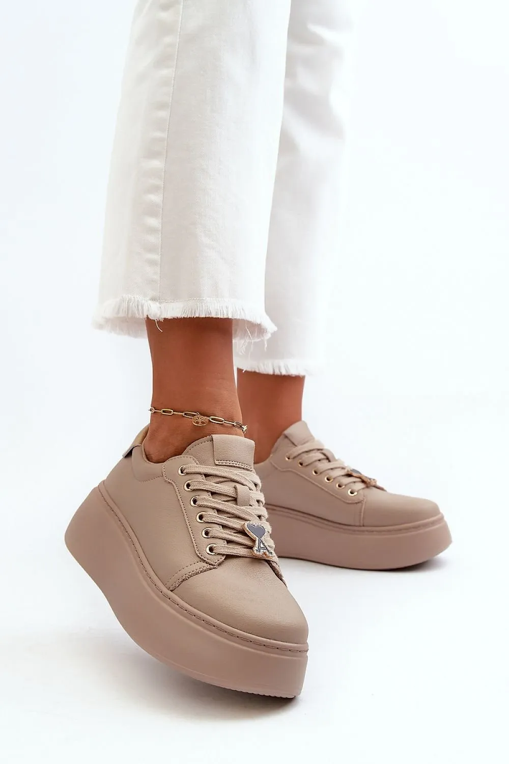 TEEK - Beige Love Tower Platform Sneakers