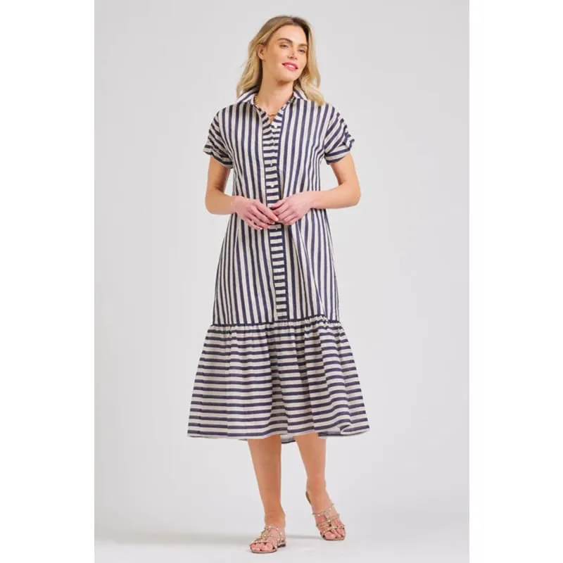 The Emma Dress | Navy Stone Stripe