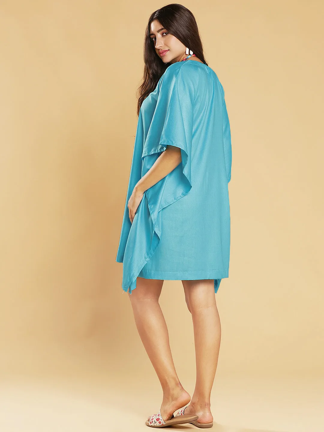 Turquoise Rayon Kaftan - meadow